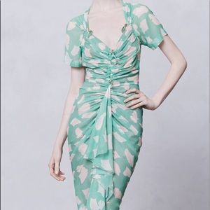 Byron Lars ginkgo ruched sheath