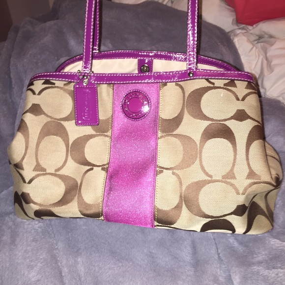 Coach Handbags - Authentic Coach Shoulder bag Purple Stripe