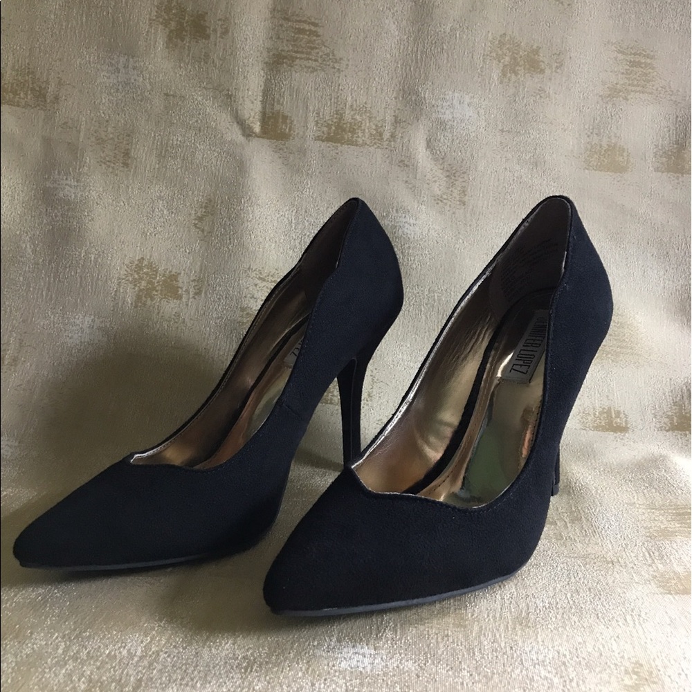 Jennifer Lopez Scalloped Silhouette Suede Heel