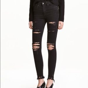 Distressed Black H&M skinny jeans
