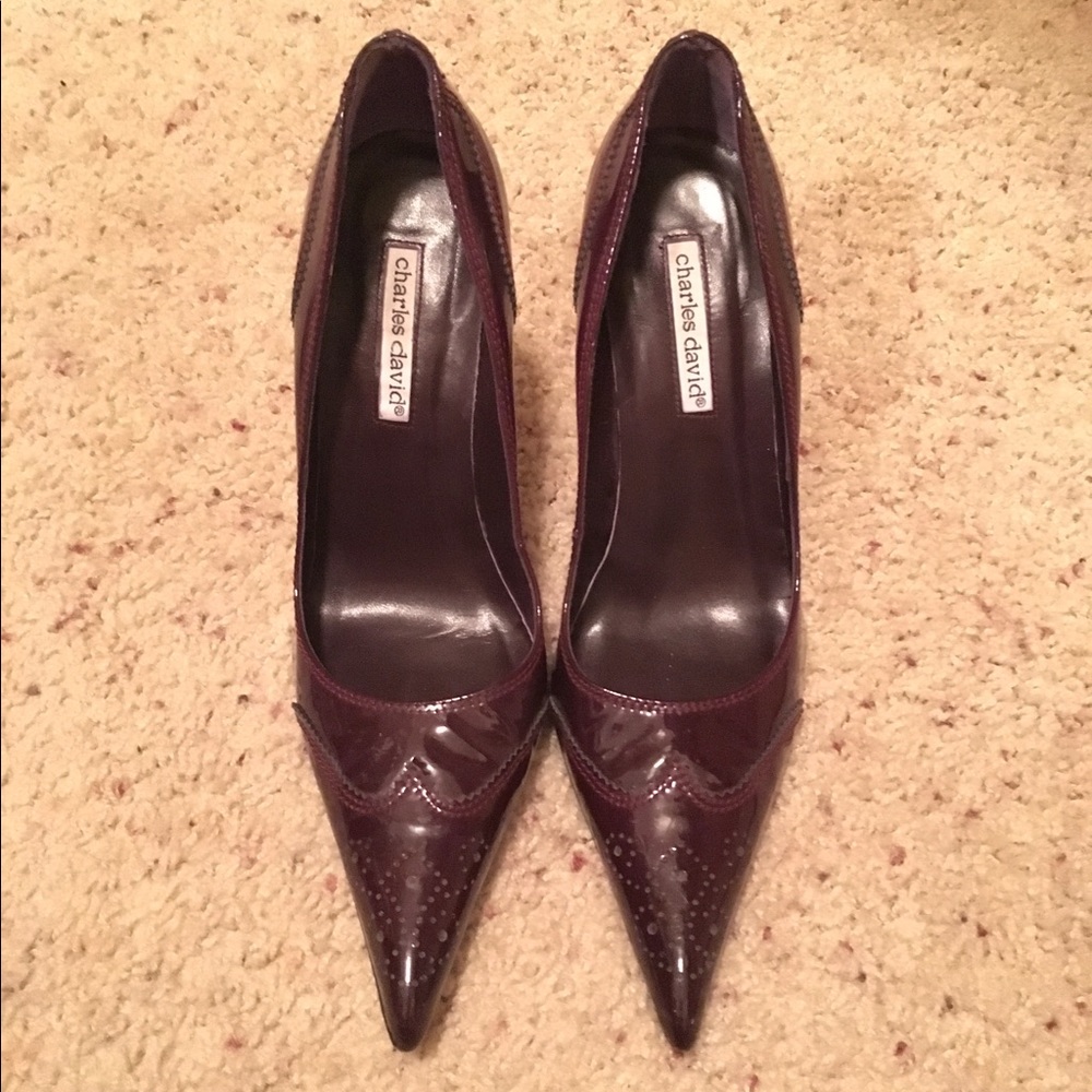 Charles David Dark Maroon Patent Stilettos
