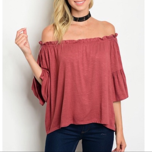 MAYELA off shoulder top - BRICK - Picture 4 of 5