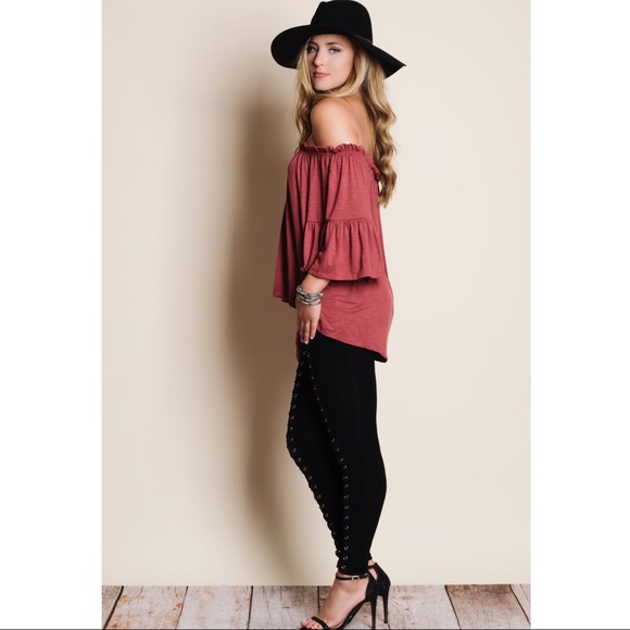 MAYELA off shoulder top - BRICK - Picture 2 of 5