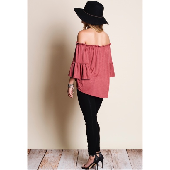 MAYELA off shoulder top - BRICK - Picture 3 of 5