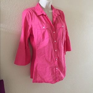 Pink button down top