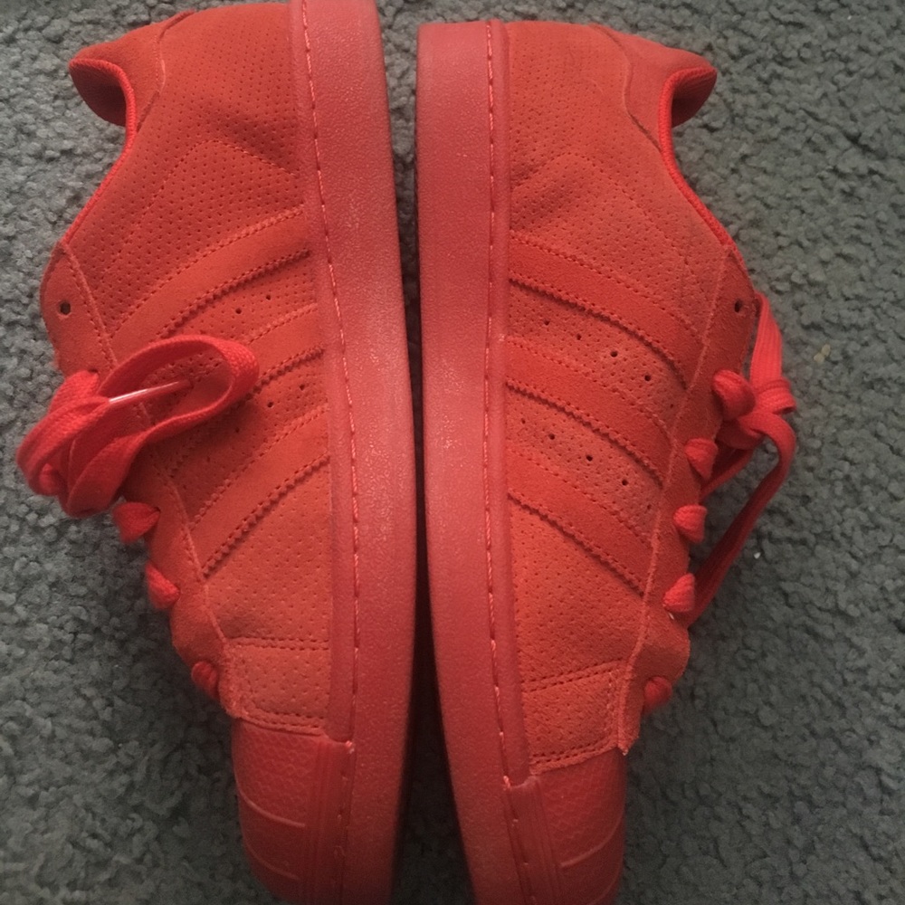 Adidas Red Suede Superstar sneakers men's 7/wmns 9
