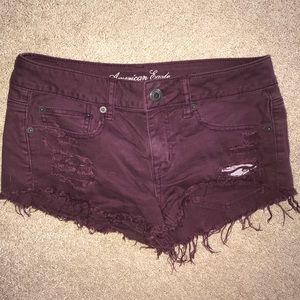*SOLD* American Eagle burgundy denim cutoffs
