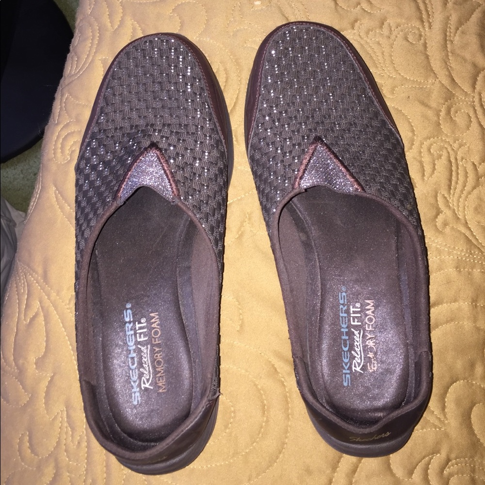 Sketchers brown slip ons
