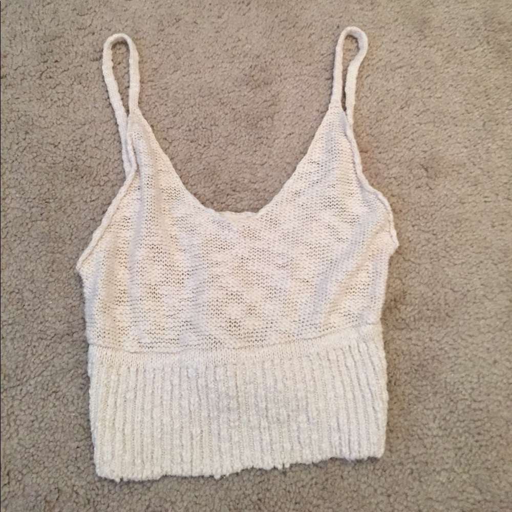 White/cream crop top.