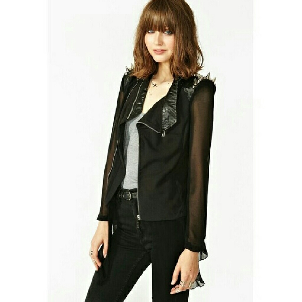 Studded Drape Jacket Rocker Edgy Mesh Breathable