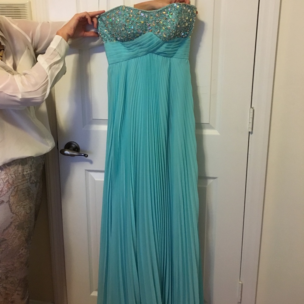 Aqua Strapless Gown