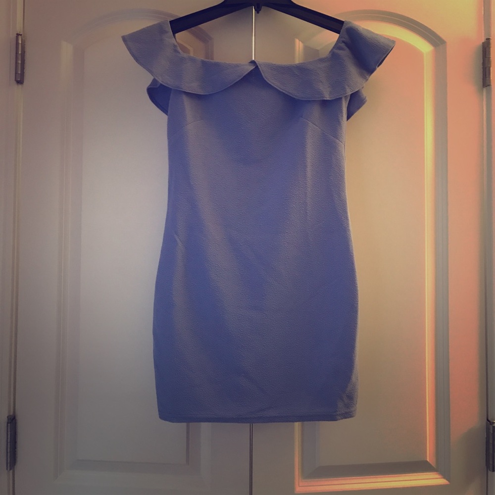 Light blue off the shoulder dress