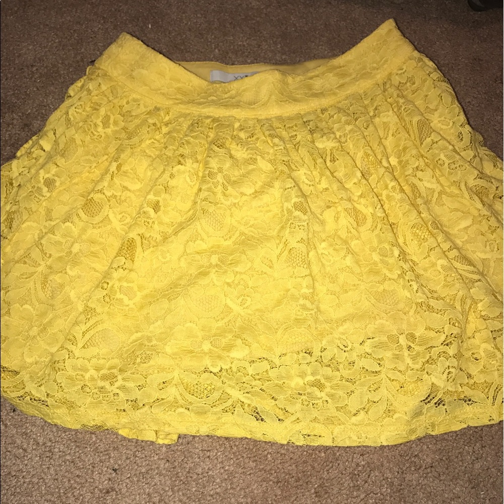 Bright yellow flowy lace skirt