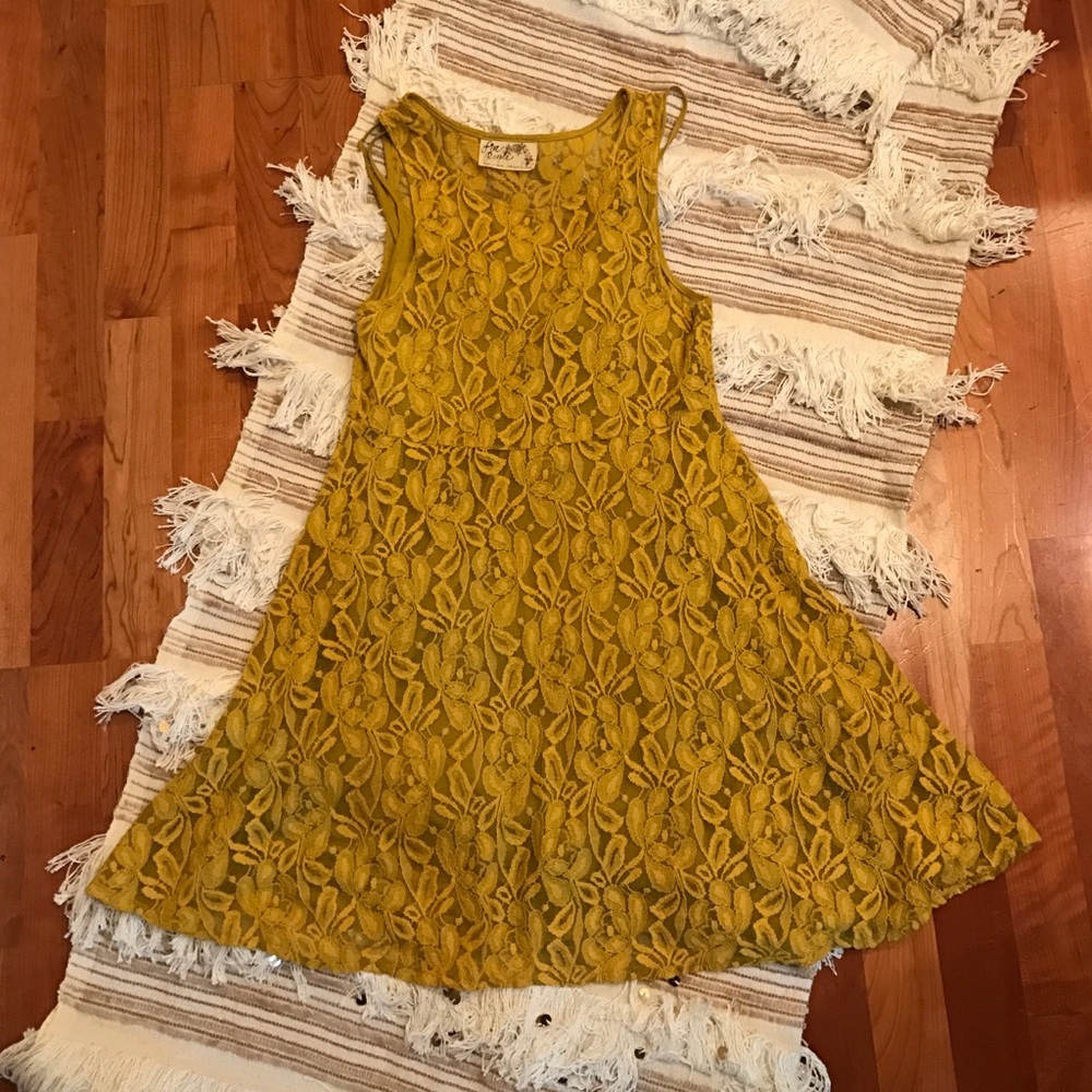 Free People Mustard Gold Lace Dress