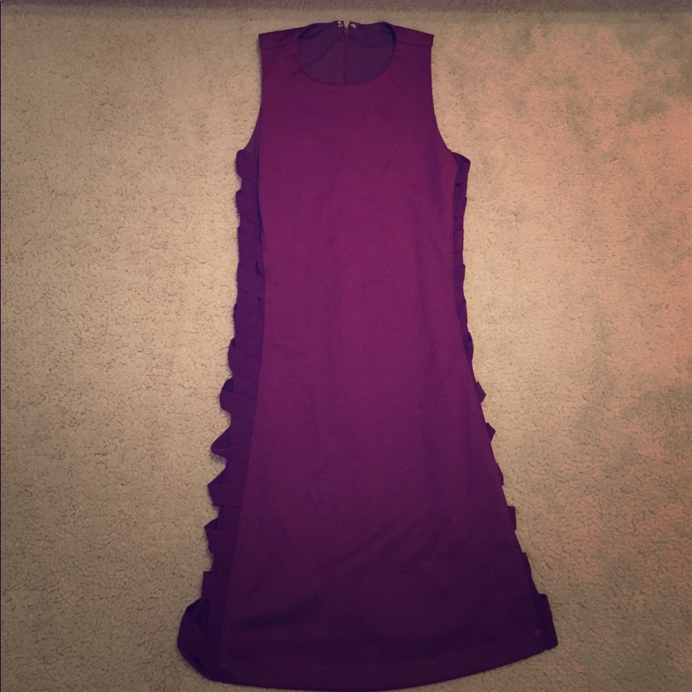 Purple cocktail dress.