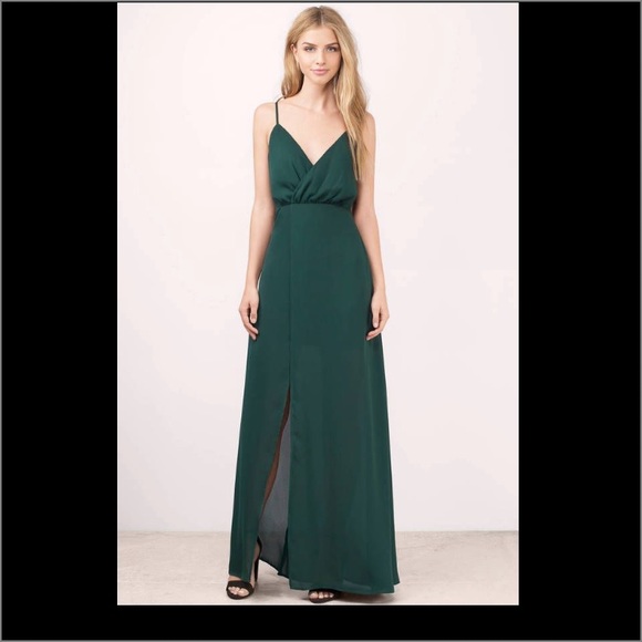 Floor length forest green dress - Picture 1 of 3
