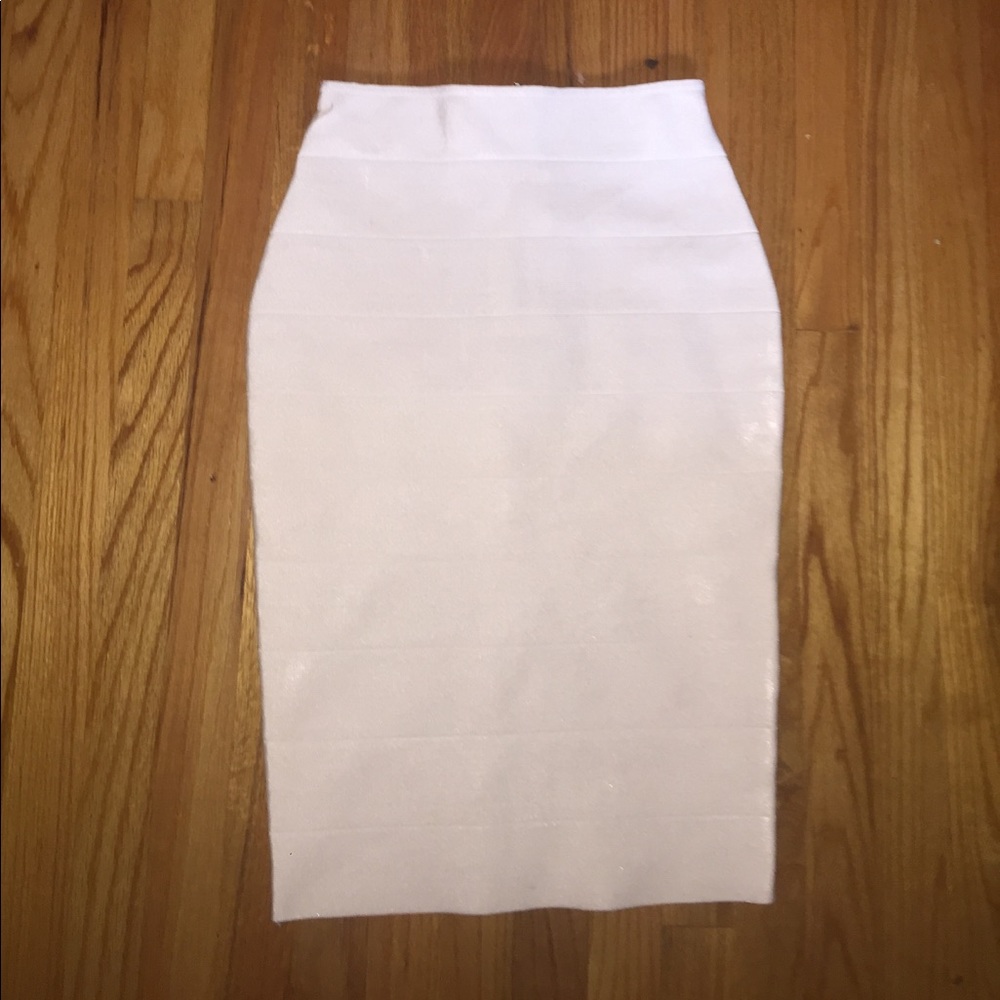 Bandage white pencil skirt