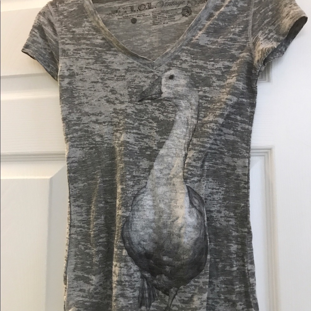 Distressed grey vneck tee