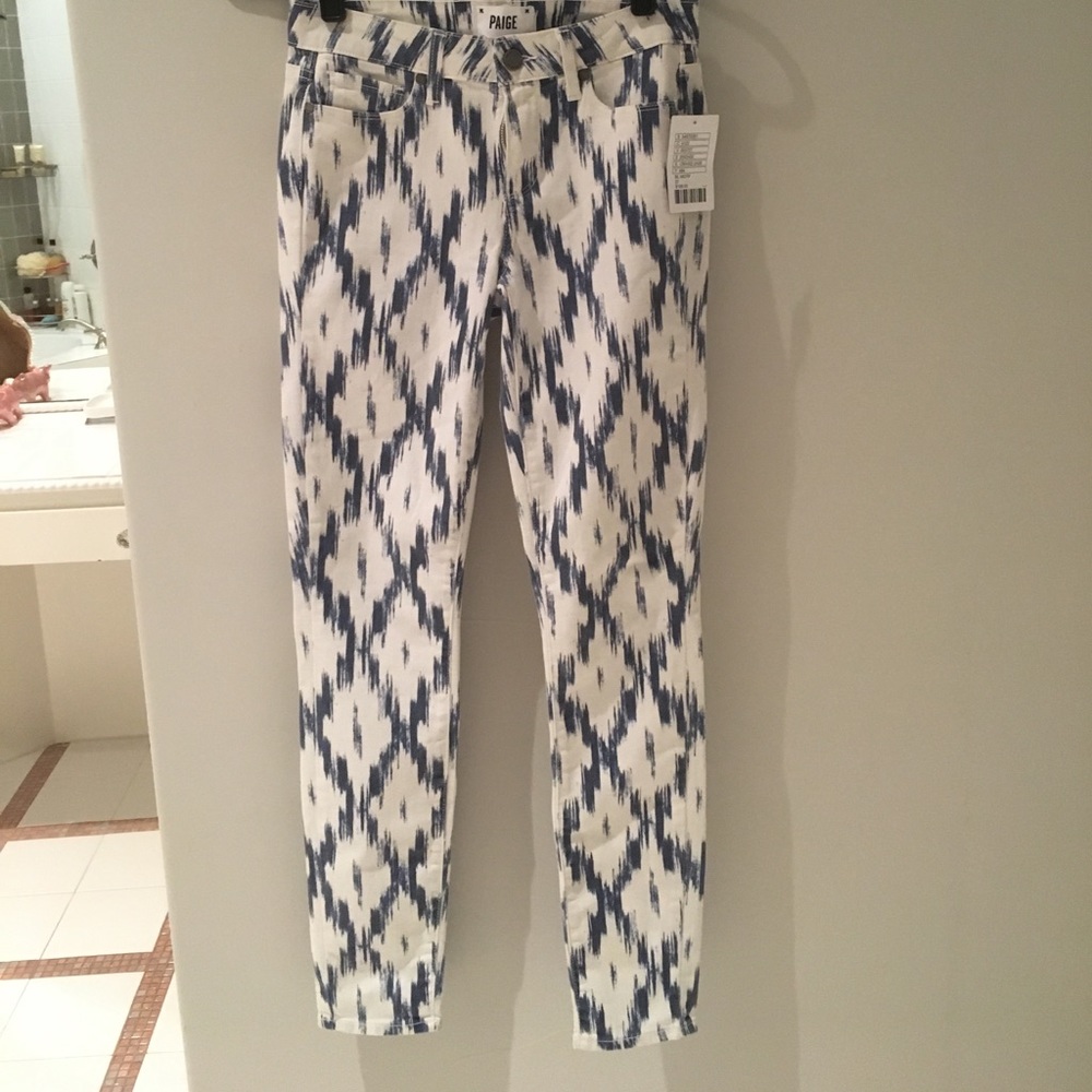 Blue and white patterned pants