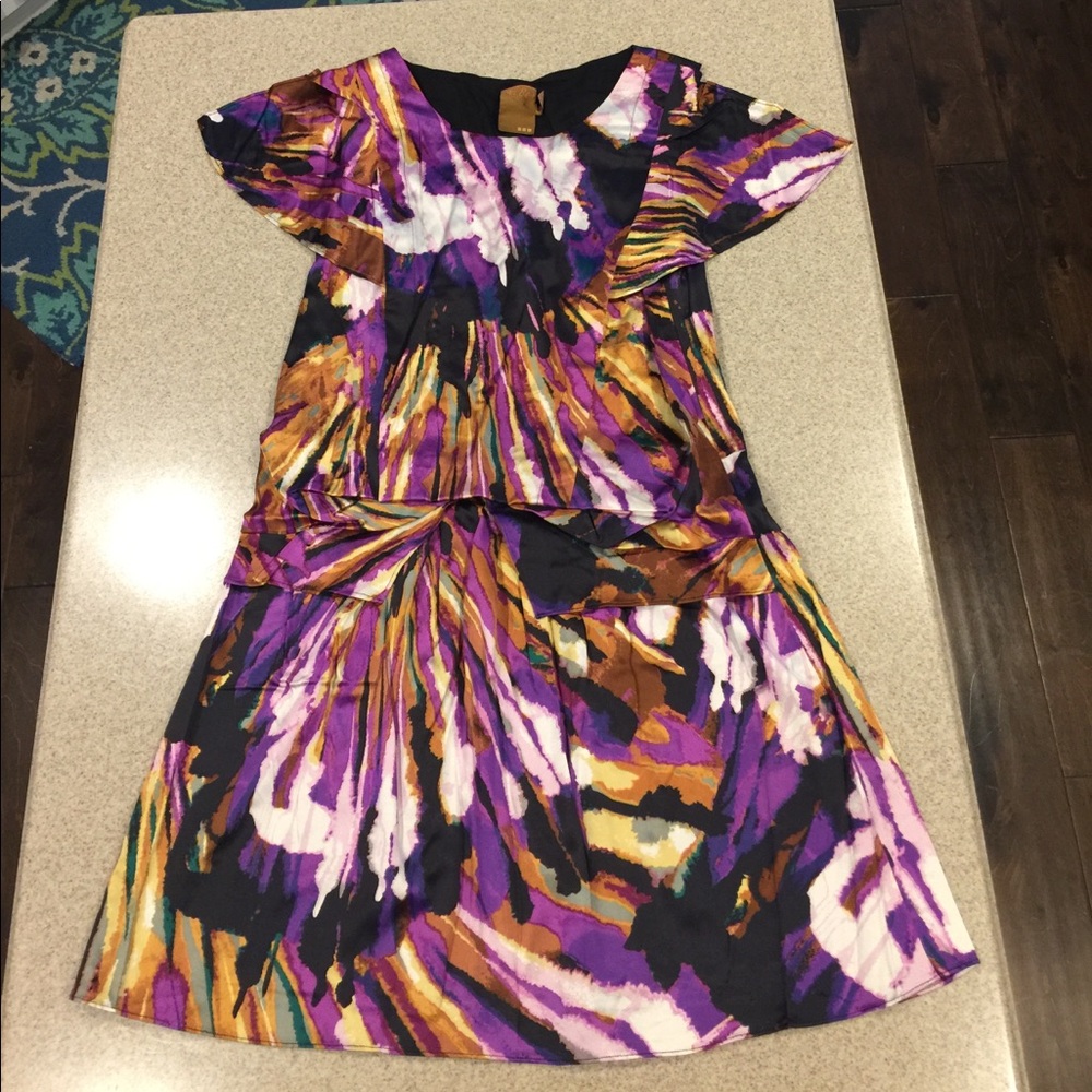 Sexy Silk abstract print Dress