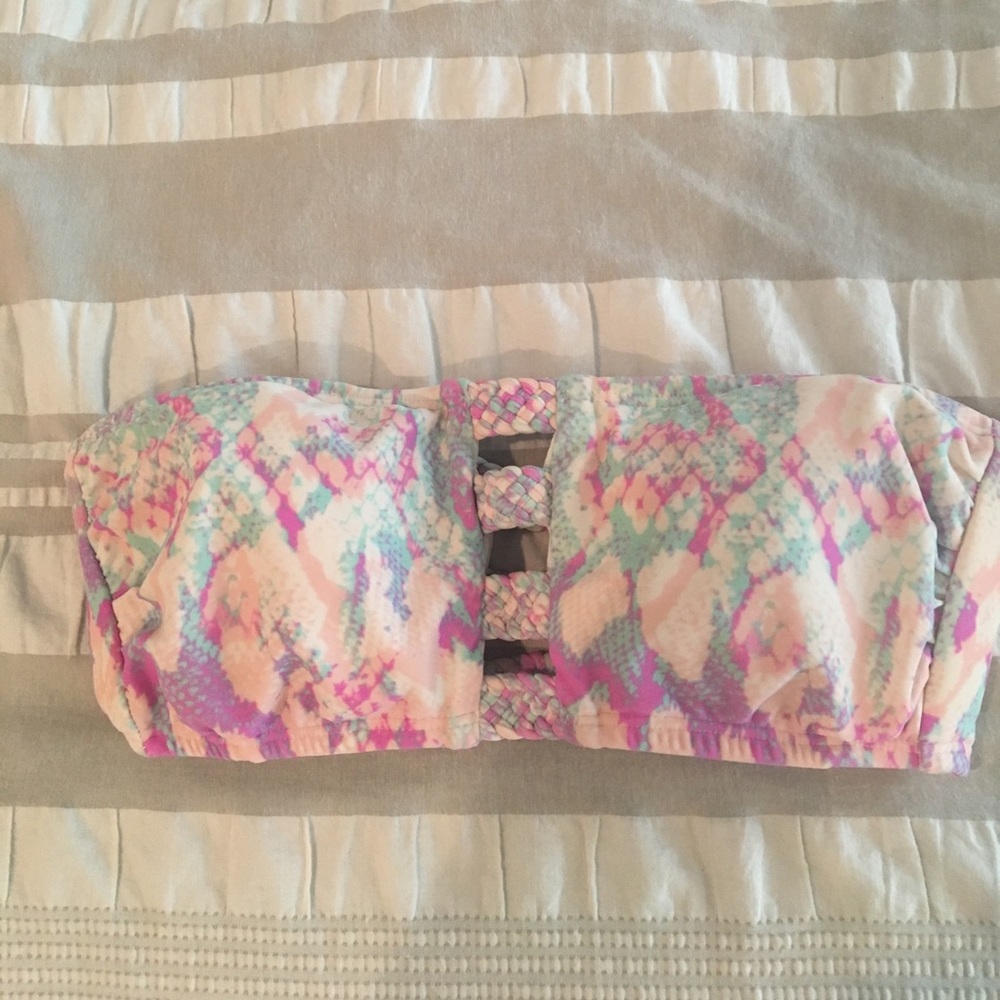 Colorful bandeau bikini top