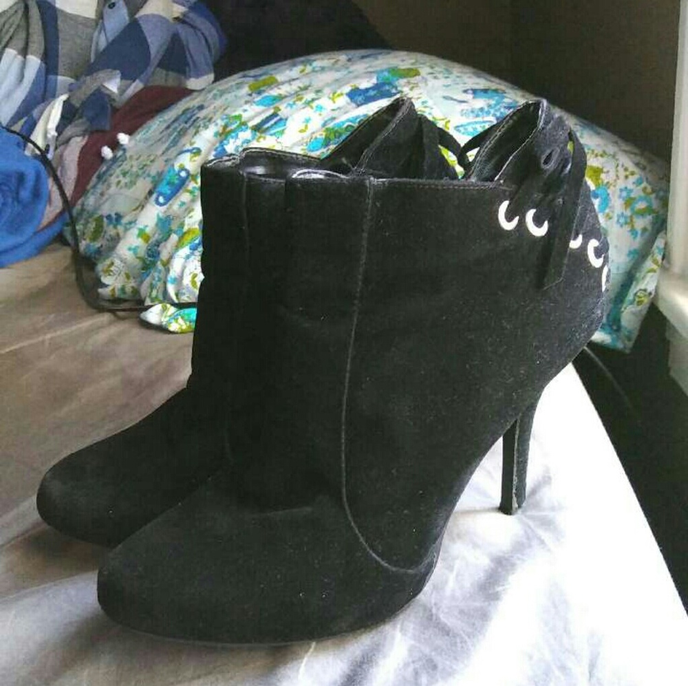 Black suede booties