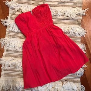 Side Zip Strapless Fun Bright Pink Dress