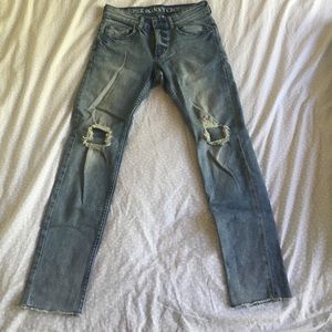 mens super skinny cropped trousers