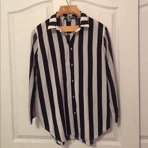 Black and White Striped Blouse
