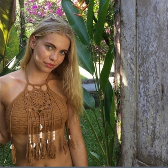 🎈3/20$ BOHO KNIT HALTER W/BEADED TASSELS - Picture 4 of 5