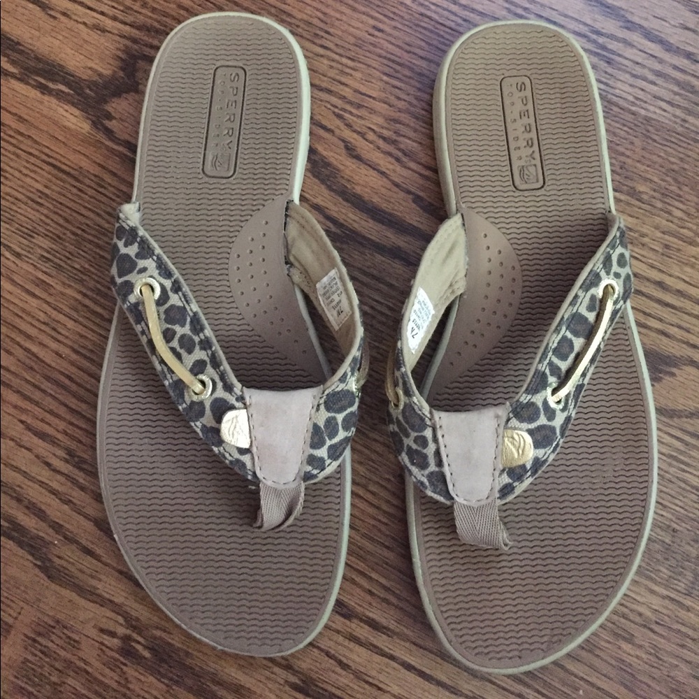 Sperry Top-Sider Leopard Print Flip Flops size 7 M