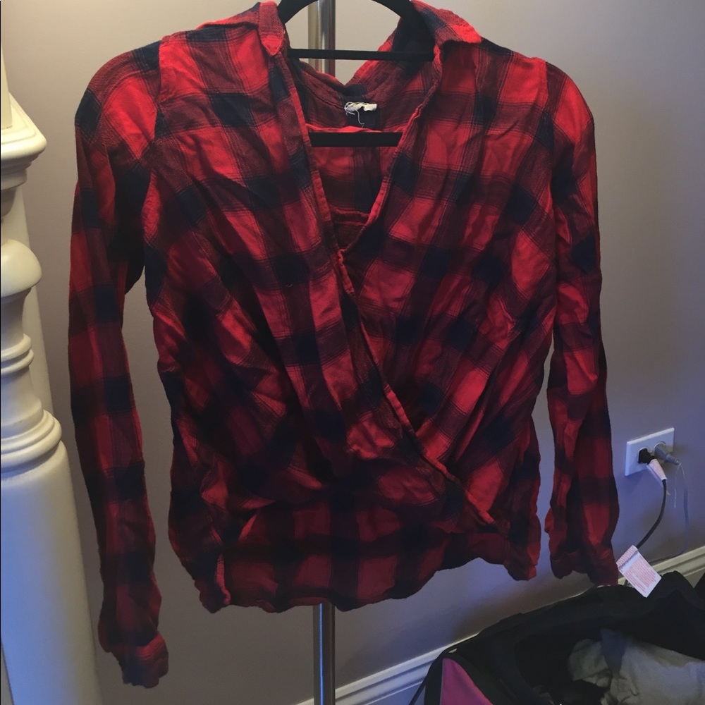 Plaid sort of crop top flannel material!