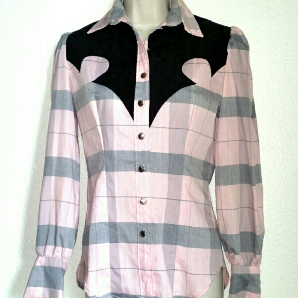 Vtg. Pink Plaid Western Shirt - Looks Unworn