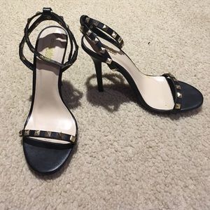 Black Strappy Studded Heel