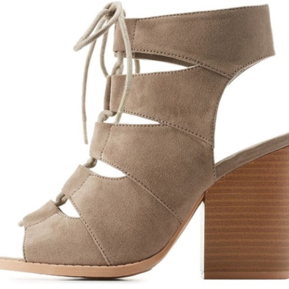 tan suede lace up heels
