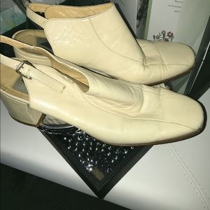 Cream Italian Leather Slingback heels