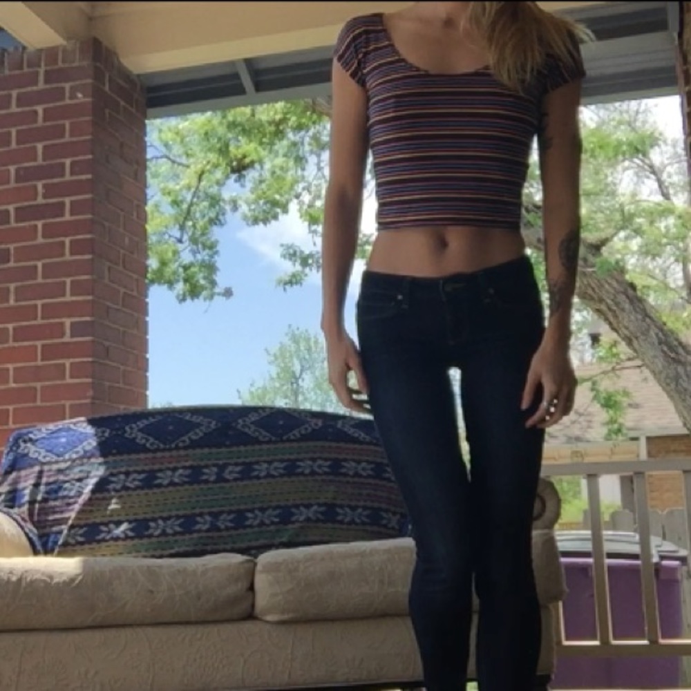 Vintage 90s dreamgirl rainbow striped crop top