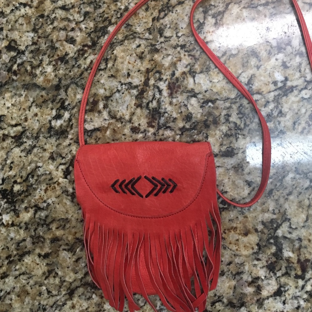 Cut n Paste Red Crossbody Bag- Real Leather