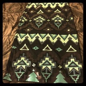 Express Aztec Tribal Sequin Pencil Skirt