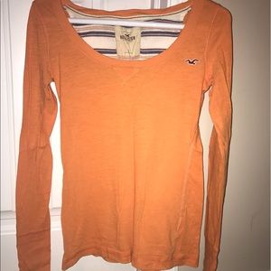 Orange Hollister long sleeve shirt scoop neck