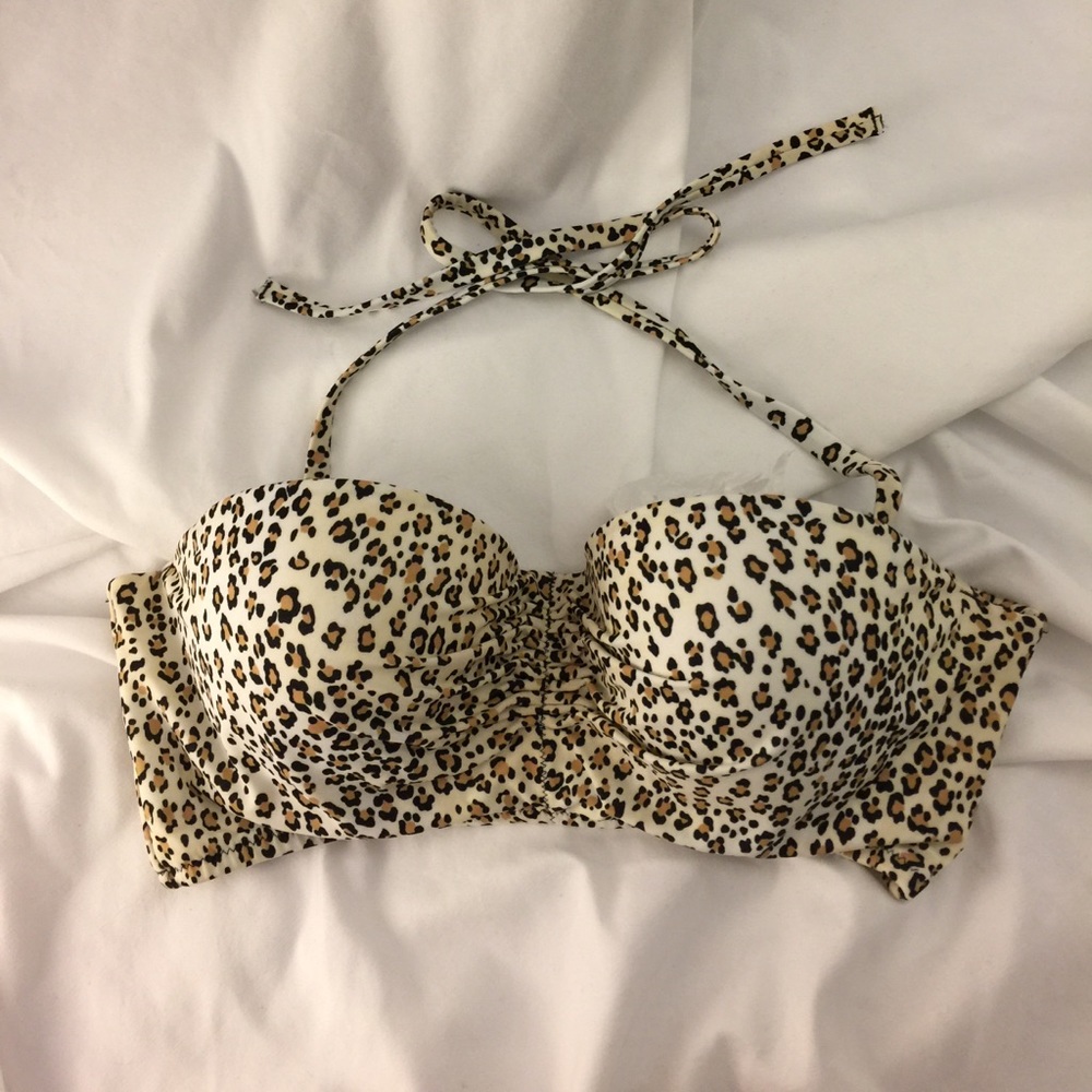 Leopard Print Corset Bandeau / Halter Bikini Top