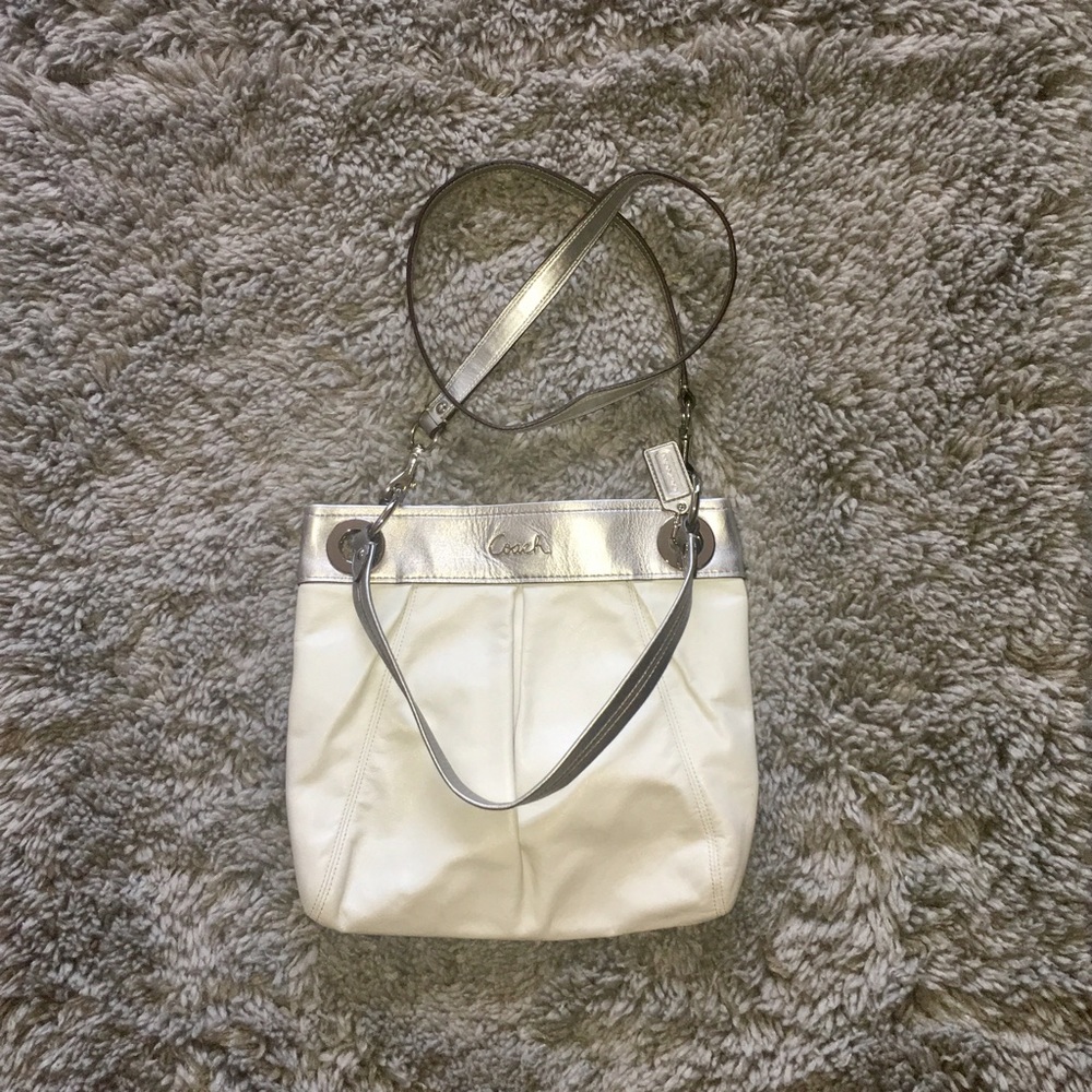 White and Silver Coach Purse