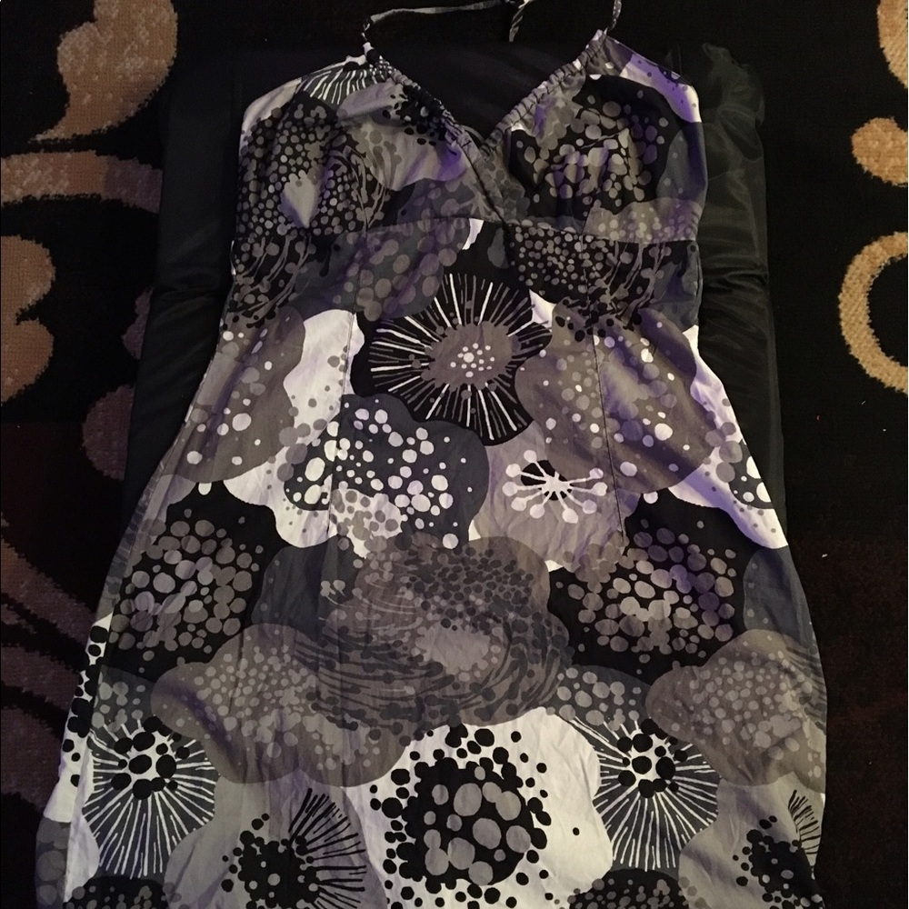 Gray black and white halter dress