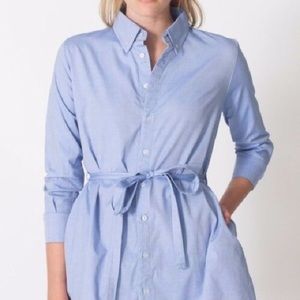 American Apparel Blue Oxford Belted Shirtdress