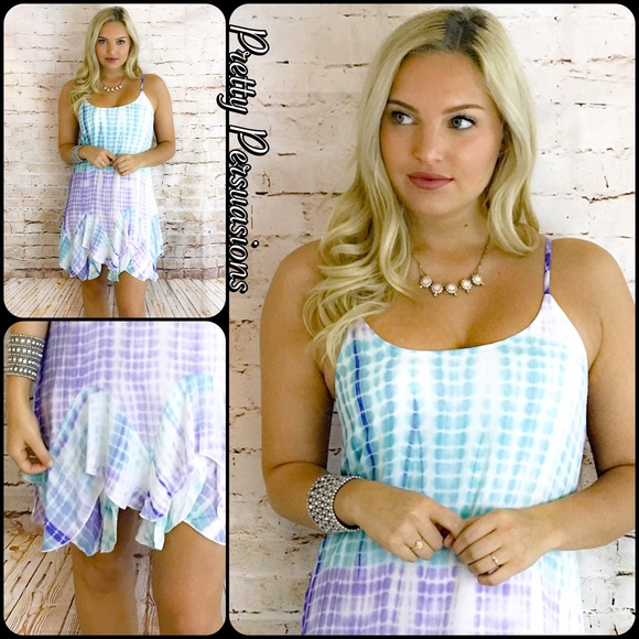 LAST ONE! Lavender Aqua Tie Dyed Ruffled Hem Dress - Picture 4 of 4