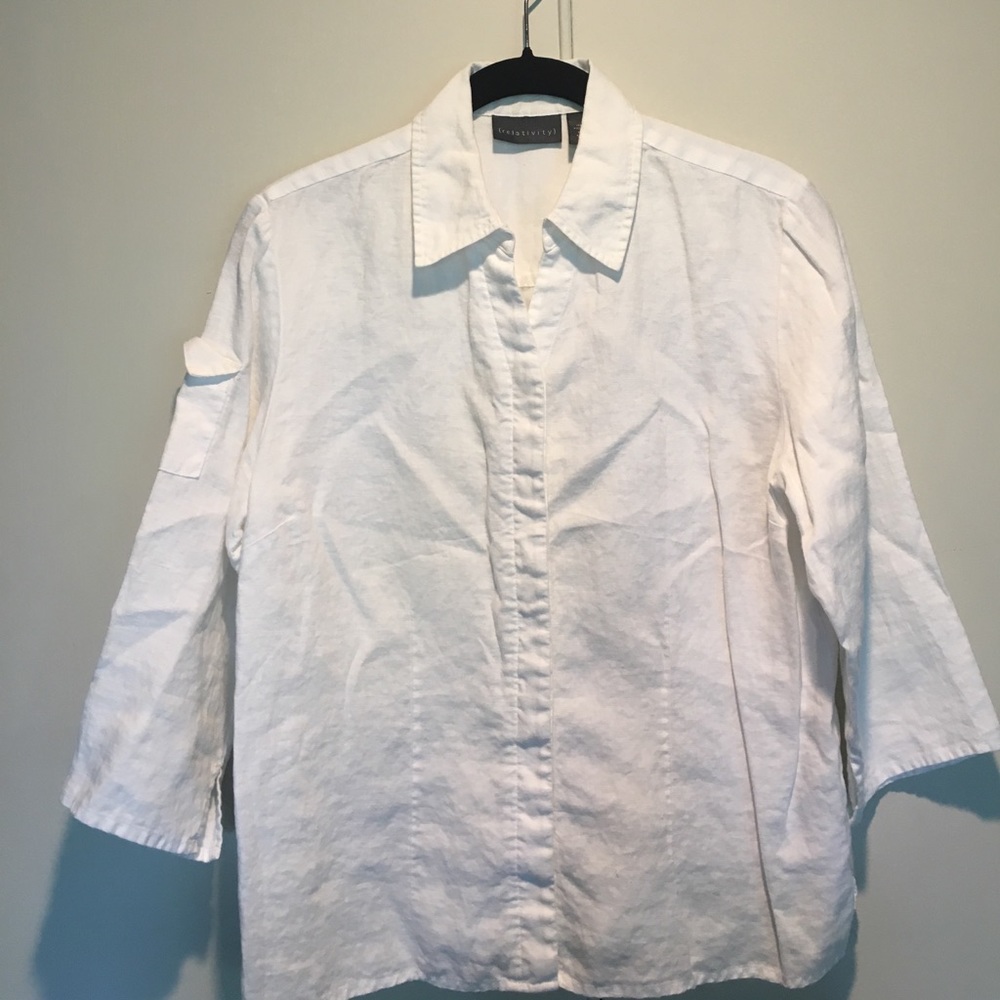 All linen white top