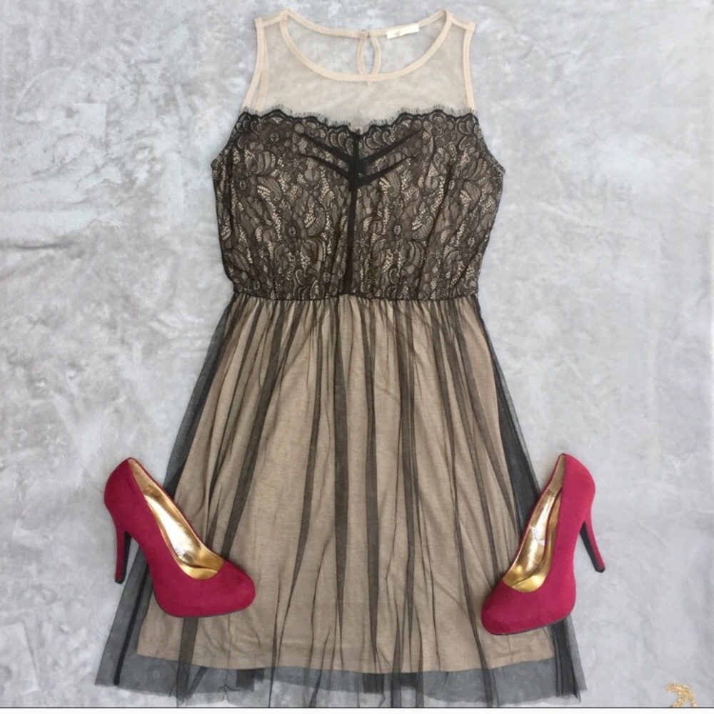 Homecoming Mystree Nude/Black Sheer Dress