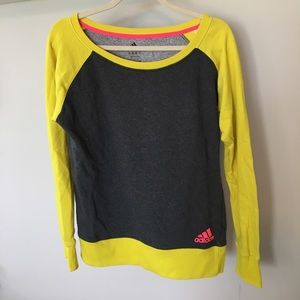Gray and yellow adidas pullover/sweater