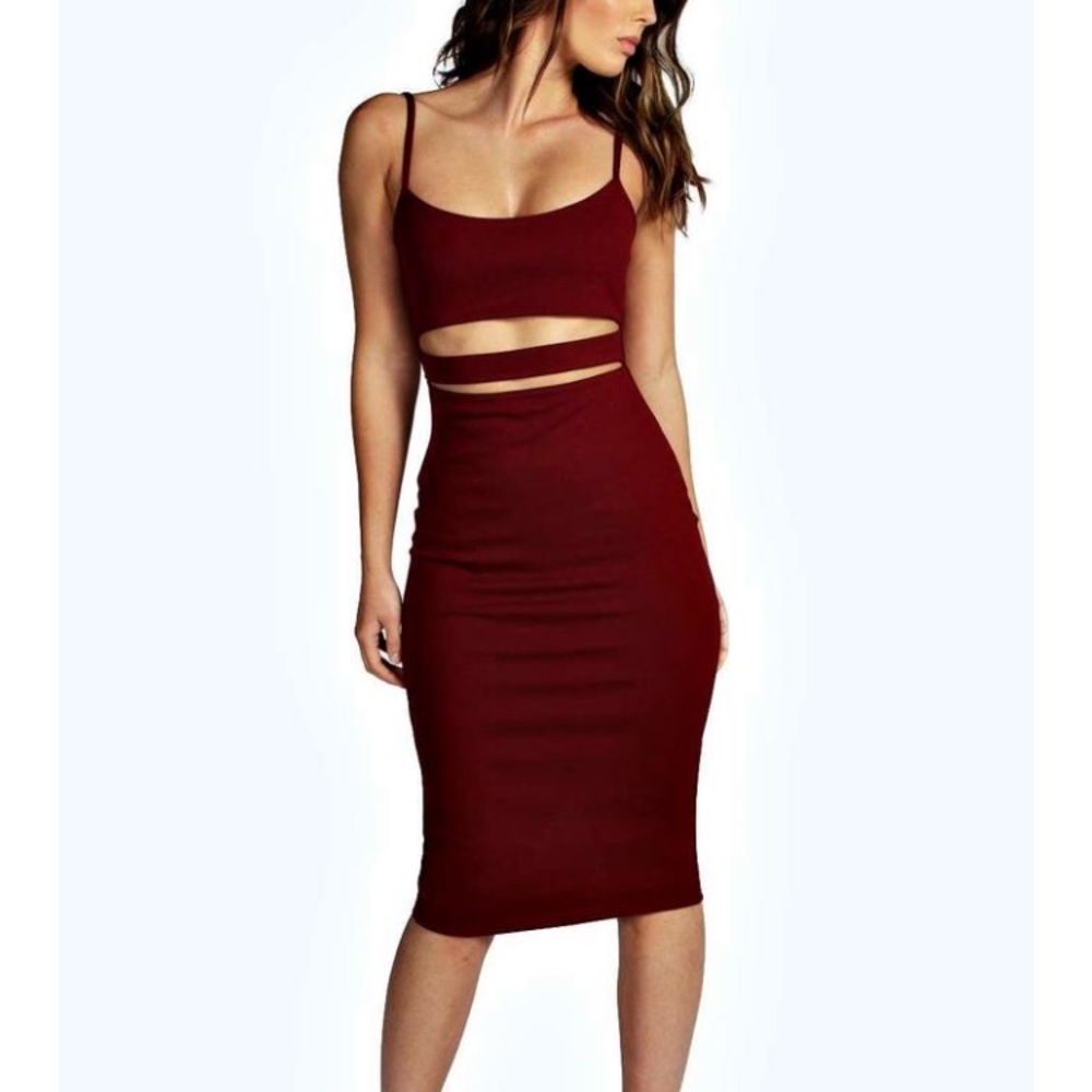 Boohoo Tanya Strappy Cut Out Midi Dress