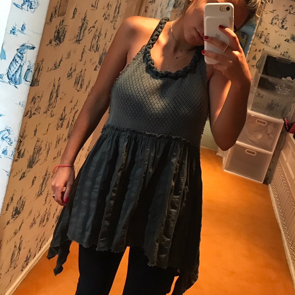 Free People army green tunic xs